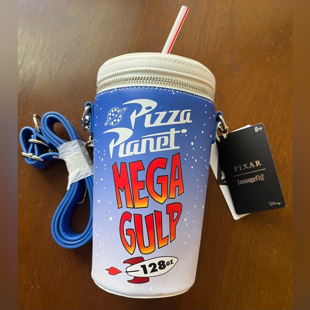 Loungefly Disney Pixar Toy Story Pizza Planet Mega Gulp Crossbody Bag NWT